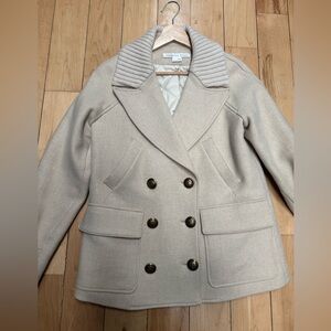 Veronica Beard Women's Cream Double-Breasted Pea Coat